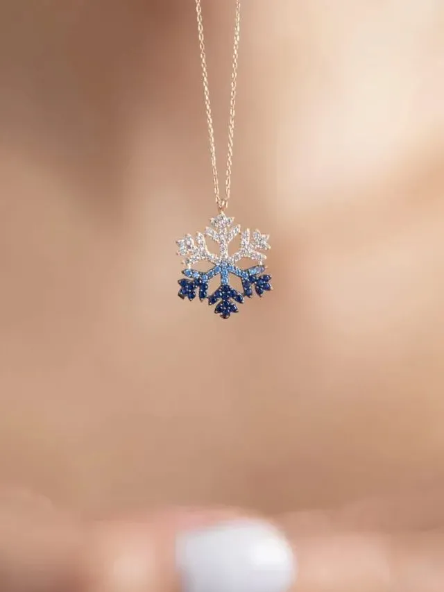 Zirkon Taşlı Kar Tanesi Çelik Kolye 
