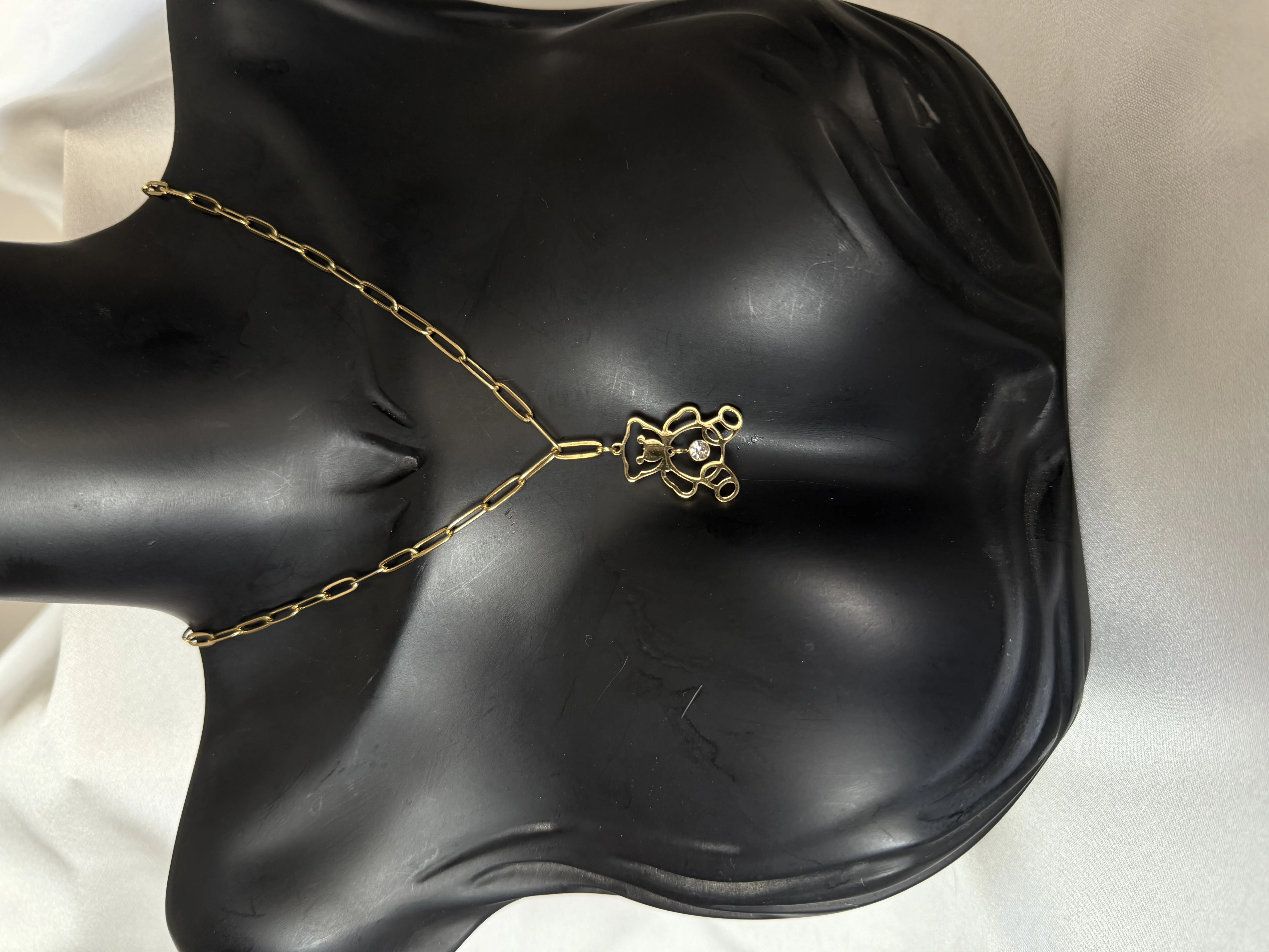 316 L Çelik Gold Ayıcık Desenli Kolye 